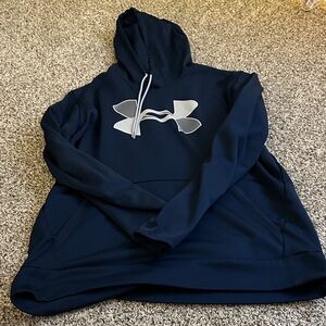 Under Armour Dark Blue Hoodie with Silver Logo